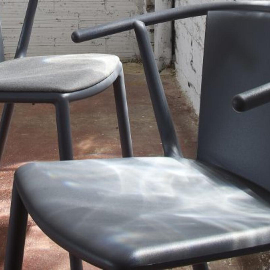 UPHOLSTERED STEELY CHAIR