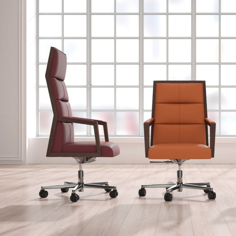 SILLÓN DE DIRECCION DE CUERO CON RESPALDO ALTO | SQUARE