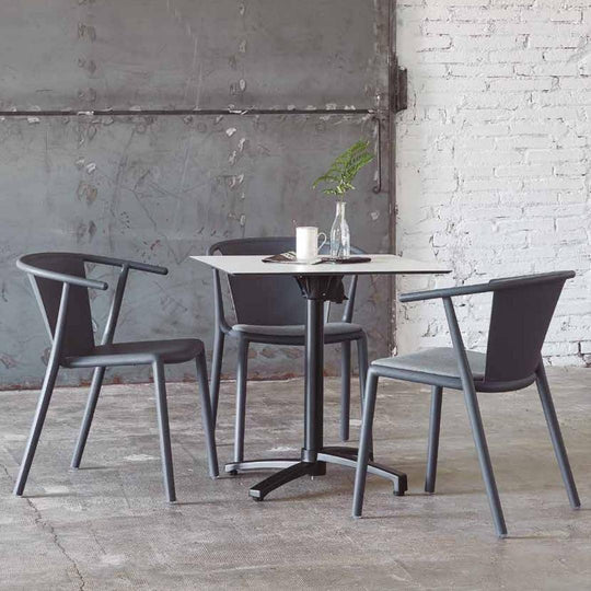 UPHOLSTERED STEELY CHAIR